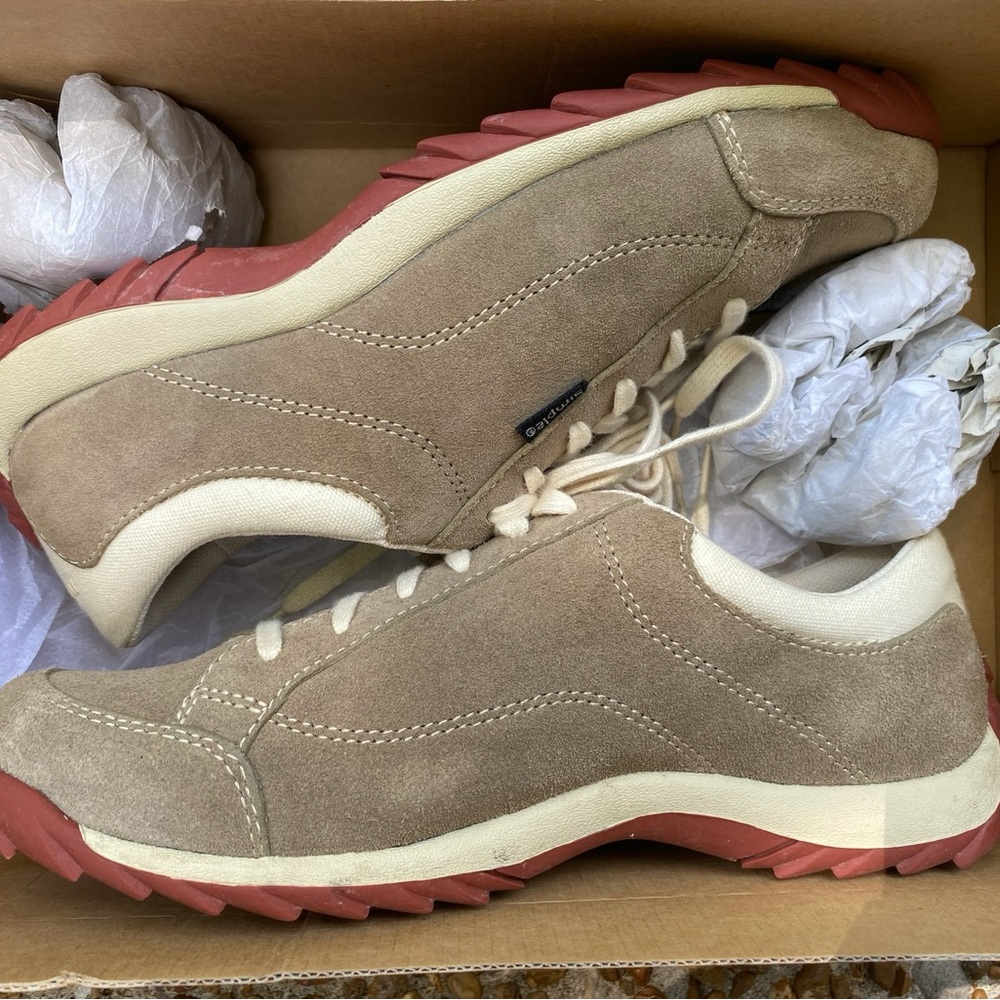 Simple Tan and Cream Suede Sneakers
